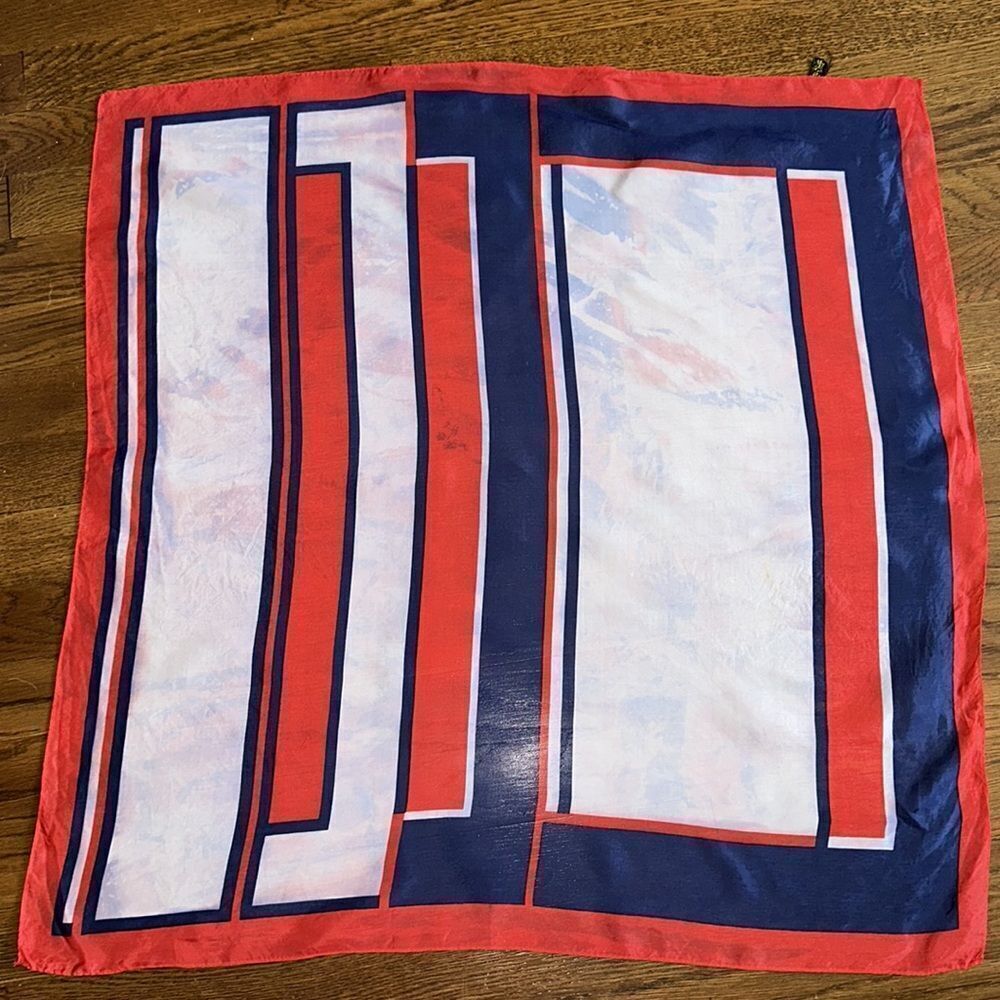 Vintage‎ 60s/70s E.S. Sutton red, white & blue semi sheer rayon scarf